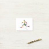 Vrouw runner in waterverf post-it® notes (Op bureau)