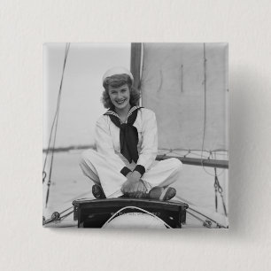 Vrouw Sailor Vierkante Button 5,1 Cm