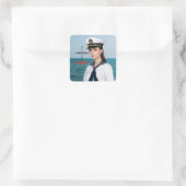 Vrouw Sailor Vierkante Sticker (Tas)