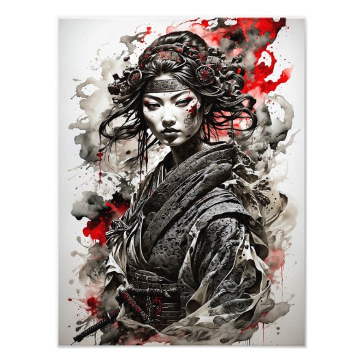Vrouw Samurai A Foto Afdruk (Voorkant)