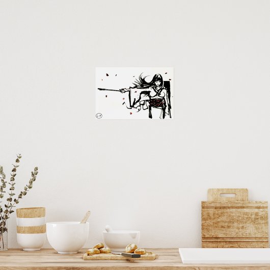 Vrouw Samurai Poster (Keuken)