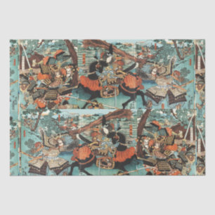 VROUW SAMURAI TOMOE GOZEN PAARD IN DE STRIJD TISSUEPAPIER