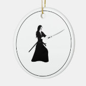 Vrouw Samurai Warrior met zwaard Keramisch Ornament (Links)