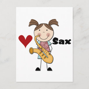 Vrouw Saxophone Player-overhemden en -cadeaus Briefkaart
