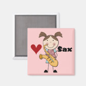 Vrouw Saxophone Player-overhemden en -cadeaus Magneet (Voorkant / Achterkant)