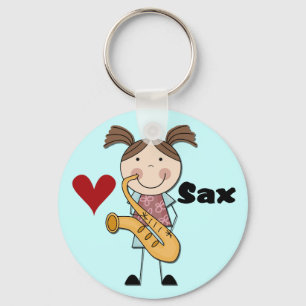 Vrouw Saxophone Player Tshirts en cadeaus Sleutelhanger