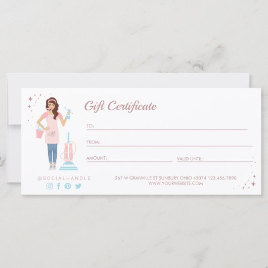  vrouw schoonmaakdiensten Cadeaubon (Achterkant)