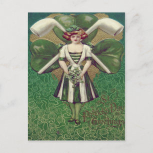 Vrouw Shamrock Clay Pipe Briefkaart