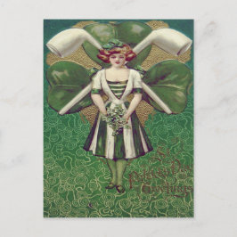 Vrouw Shamrock Clay Pipe Briefkaart
