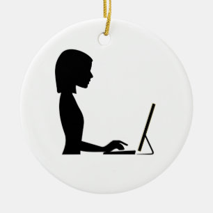 Vrouw Silhouette Keramisch Ornament