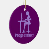 Vrouw Silhouette Programmer Keramisch Ornament (Rechts)