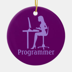  Vrouw Silhouette Programmer Keramisch Ornament