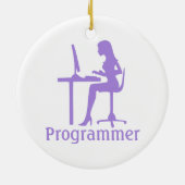 Vrouw Silhouette Programmer Keramisch Ornament (Achterkant)
