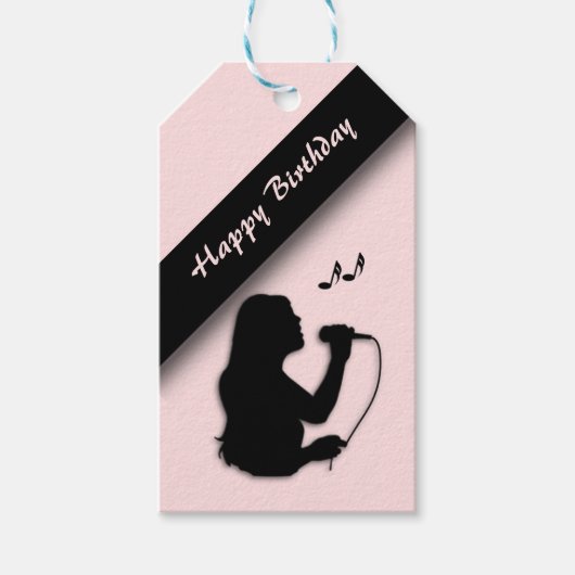 Vrouw Singer Custom Birthday Cadeaulabel (Voorkant)