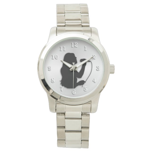 Vrouw Singer met witte cijfers Horloge (Voorkant)