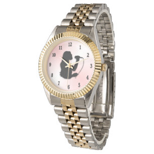 Vrouw Singer met zwarte cijfers Roze Horloge