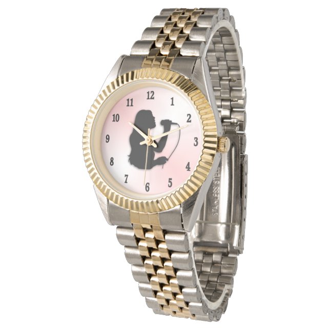 Vrouw Singer met zwarte cijfers Roze Horloge (Gekanteld)