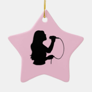 Vrouw Singer Pink Keramisch Ornament