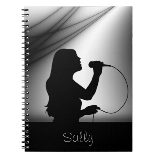 Vrouw Singer Silver Curtain-laptop Notitieboek (Voorkant)