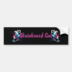 Vrouw Skateboarder Bumpersticker