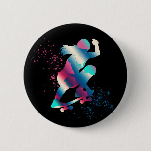 Vrouw Skateboarder Ronde Button 5,7 Cm
