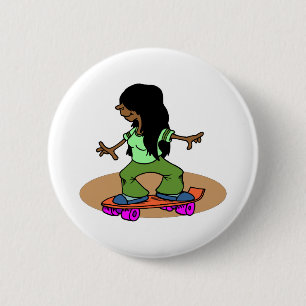 Vrouw Skateboarder Skateboarder Ronde Button 5,7 Cm