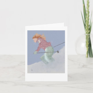 Vrouw Skier Art Kaart
