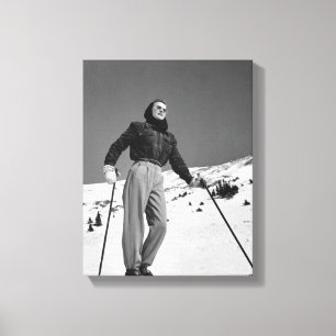 Vrouw Skier Canvas Afdruk