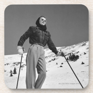 Vrouw Skier Drankjes Onderzetter