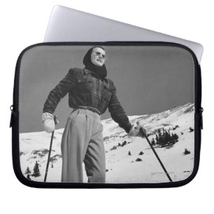 Vrouw Skier Laptop Sleeve