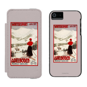 Vrouw Skier Overzien Adelboden Poster