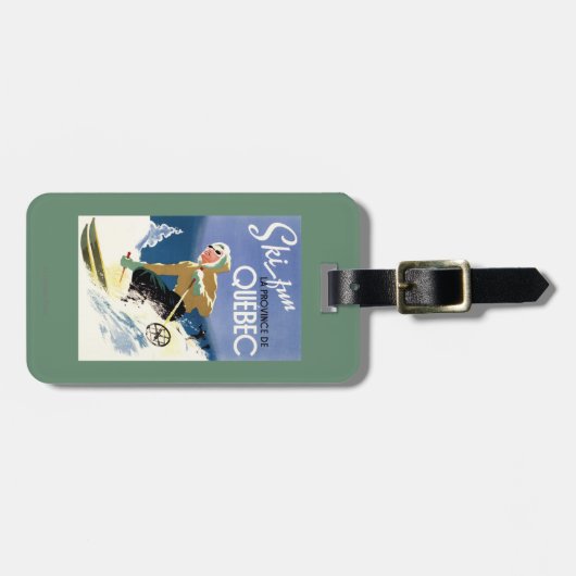 Vrouw Skiing - zowel Engels als Frans Poster Bagagelabel (Voorkant horizontaal)