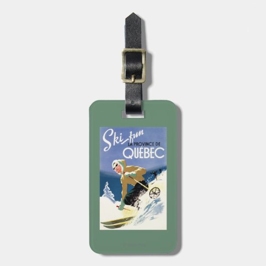 Vrouw Skiing - zowel Engels als Frans Poster Bagagelabel (Voorkant verticaal)