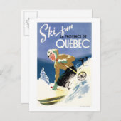 Vrouw Skiing - zowel Engels als Frans Poster Briefkaart (Voorkant / Achterkant)