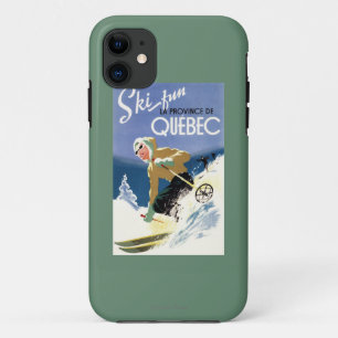 Vrouw Skiing - zowel Engels als Frans Poster iPhone 11 Hoesje