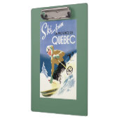 Vrouw Skiing - zowel Engels als Frans Poster Klembord (Links)