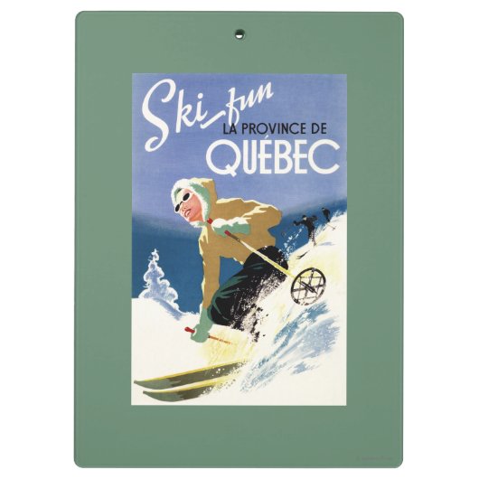 Vrouw Skiing - zowel Engels als Frans Poster Klembord (Achterkant)