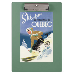 Vrouw Skiing - zowel Engels als Frans Poster Klembord