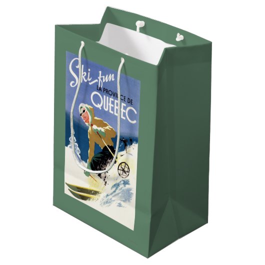 Vrouw Skiing - zowel Engels als Frans Poster Medium Cadeauzakje (Achterkant Gekanteld)