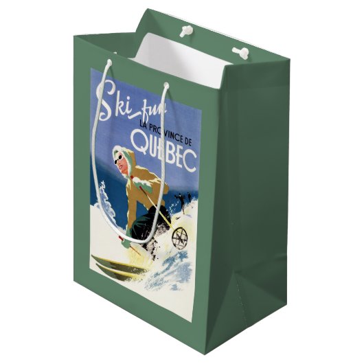 Vrouw Skiing - zowel Engels als Frans Poster Medium Cadeauzakje (Voorkant Gekanteld)