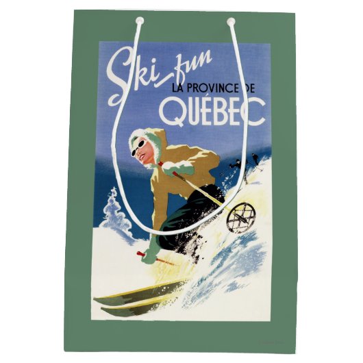 Vrouw Skiing - zowel Engels als Frans Poster Medium Cadeauzakje (Achterkant)