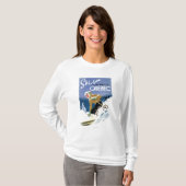 Vrouw Skiing - zowel Engels als Frans Poster T-shirt (Voorkant volledig)