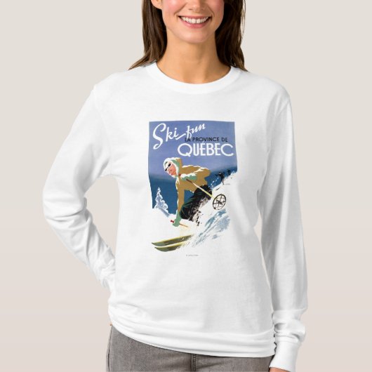 Vrouw Skiing - zowel Engels als Frans Poster T-shirt (Voorkant)