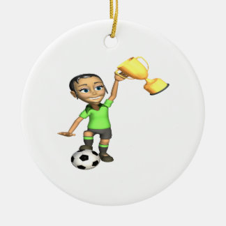 Vrouw Soccer Champion Keramisch Ornament