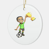 Vrouw Soccer Champion Keramisch Ornament (Links)