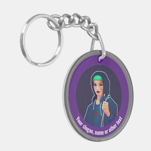 Vrouw Software / Netwerk Ingenieurs - jouw tekst Sleutelhanger (Voorkant Links)