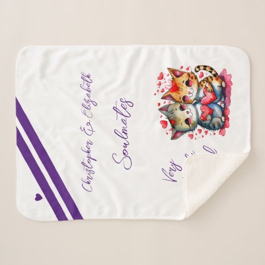 Vrouw soulmates schattige katten jubileum cadeau sherpa deken (Voorkant (horizontaal))