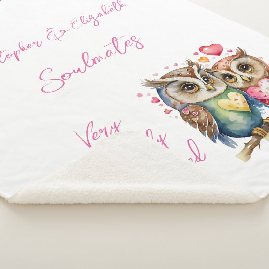 Vrouw soulmates schattige uilen jubileum cadeau sherpa deken (3/4)