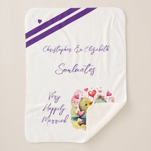Vrouw soulmates schattige vogels jubileum cadeau sherpa deken (Voorkant)