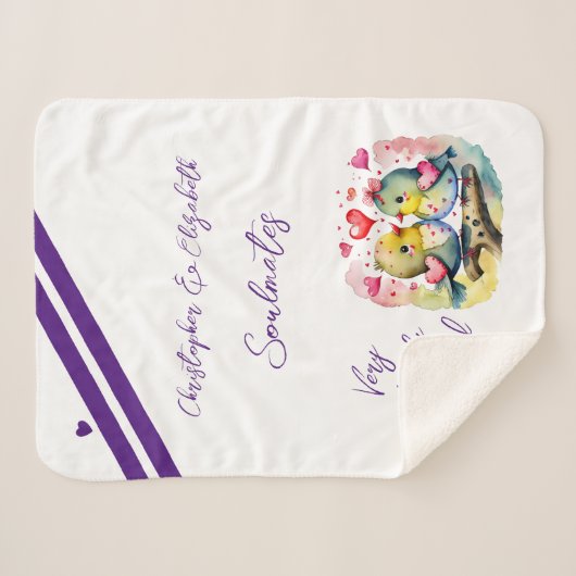 Vrouw soulmates schattige vogels jubileum cadeau sherpa deken (Voorkant (horizontaal))